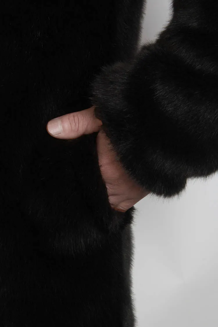 

Fashion all-match men's mink fur coats Hooded mid-length men's mink fur coats for men