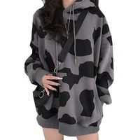 cow print women hoodies autumn winter thick female hooded oversized sweatshirt tops fashion casual ladies girls hoodies tops