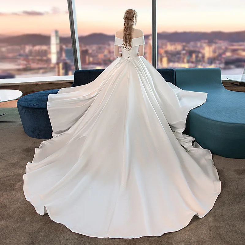 Хит продаж свадебные платья с открытыми плечами элегантный дизайн вышивка тюль