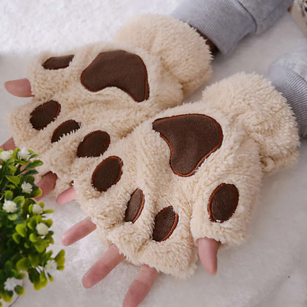 Женские бархатные Утепленные перчатки с наполовину пальцами Теплые