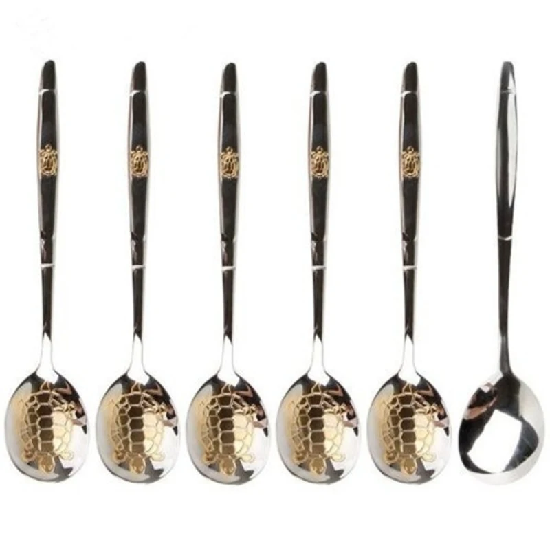 

1 Piece Gold-plated Tortoise Stainless Steel Spoon High Quality Spoon Tableware