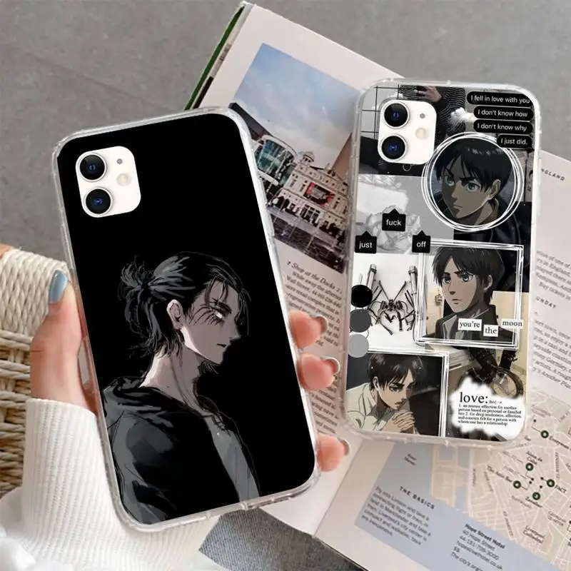 

Attack on Titan Eren Jaeger manga Phone Case For iphone 5s 6 7 8 11 12 plus xsmax xr pro mini se soft Transparent Cover Fundas