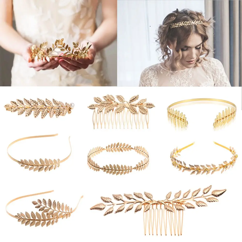 

Golden Headwear Tiara Hair Combs Bride Headbands Wedding Hair Crown Leaves Hair Bands Hair Hoop