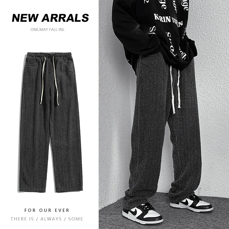 

Men's High Street Mopping Jeans Spring New Jacquard Straight Jean Pants Men Casual Denim Pants Hip Hop Baggy Denim Trousers