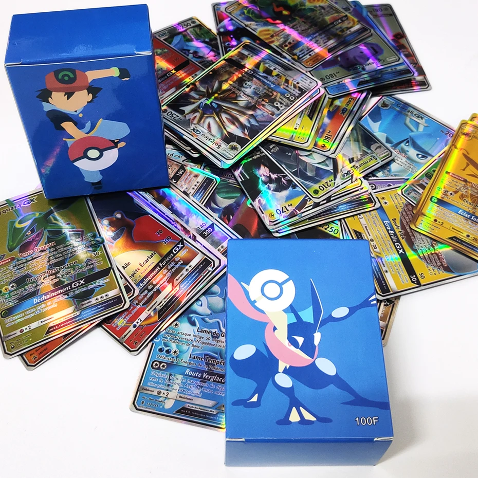 Cartas de Pokemon versi&oacute;n francesa V VMAX EX GX MEGA TAG TEAM EX, cartas de batalla de juego, 10-100 Uds.-1