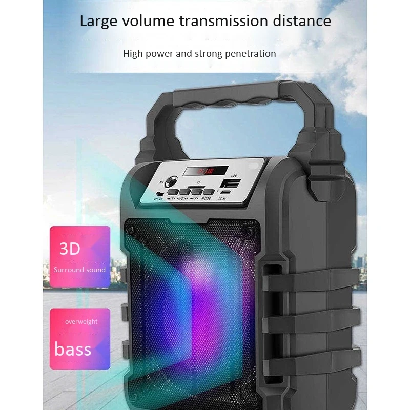 

Portable Bluetooth Speaker Rechargeable Wireless Loudspeaker Sound System 5W Stereo with Karaoke Microphone FM Outdoor Party Spe