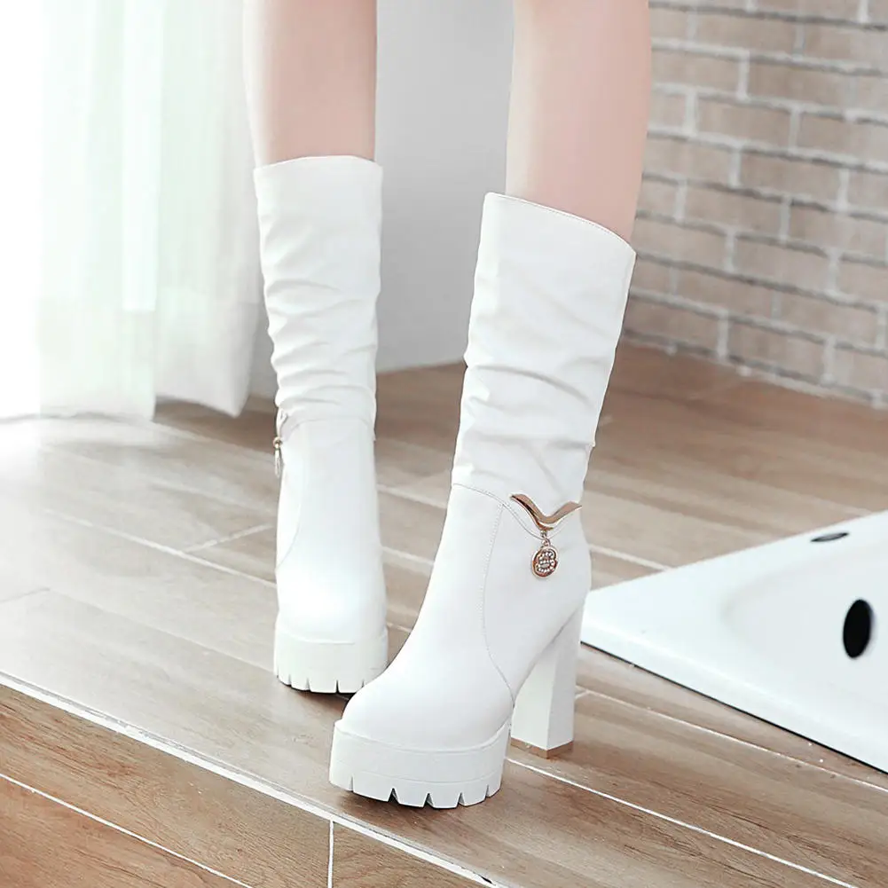 

Sarairis 2020 Fashion New European Roman British College Style Platform Chunky High Heel Spring Autumn Boots Woman Shoes