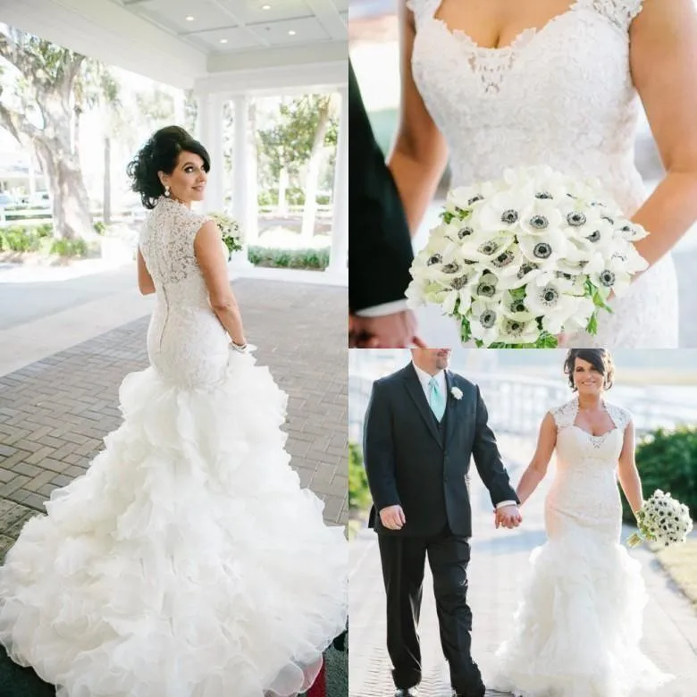 

Женское винтажное свадебное платье It's yiiya, белое кружевное платье с юбкой годе и оборками из органзы на лето 2019