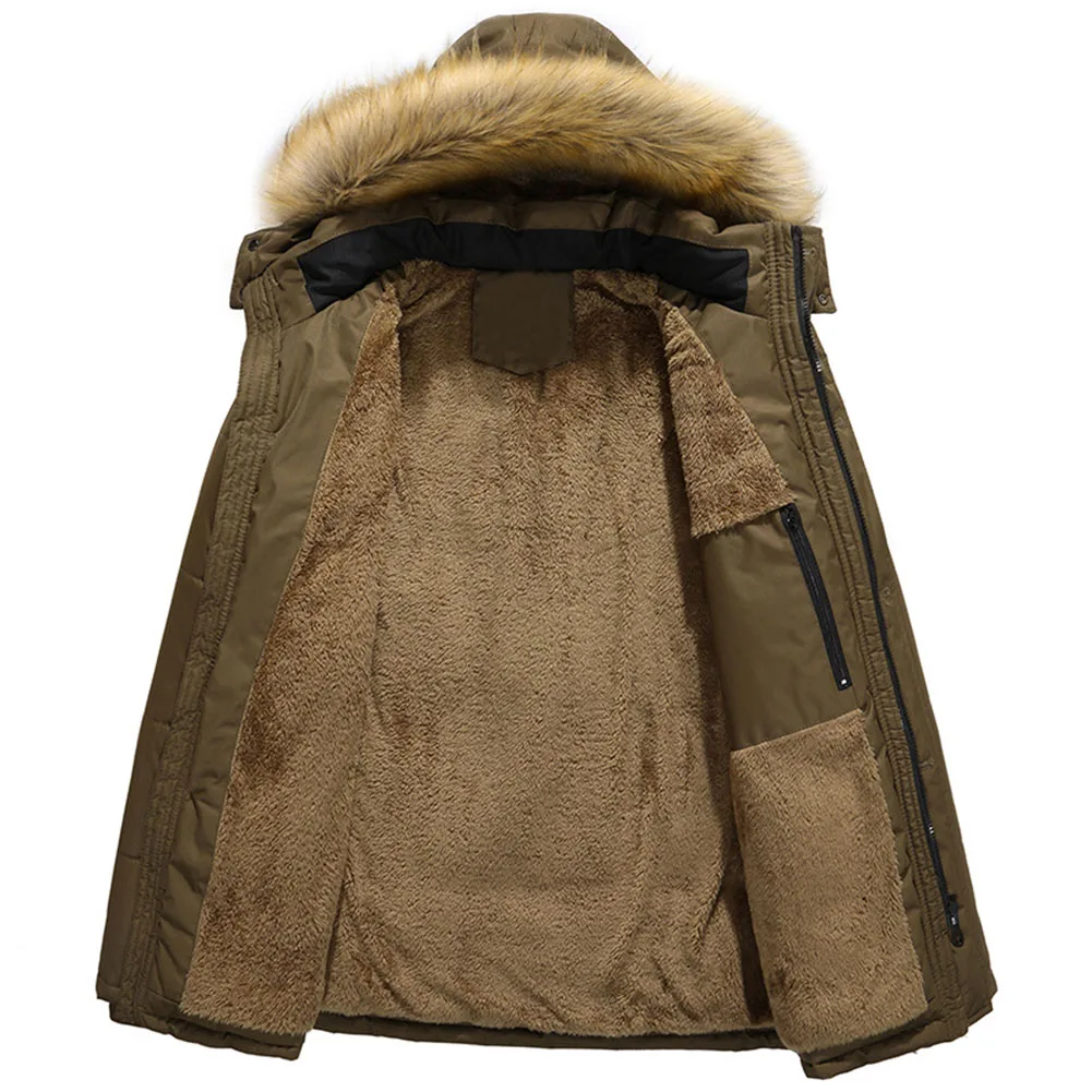 Мужская куртка с капюшоном модная длинными рукавами зимнее бархатное утепленное