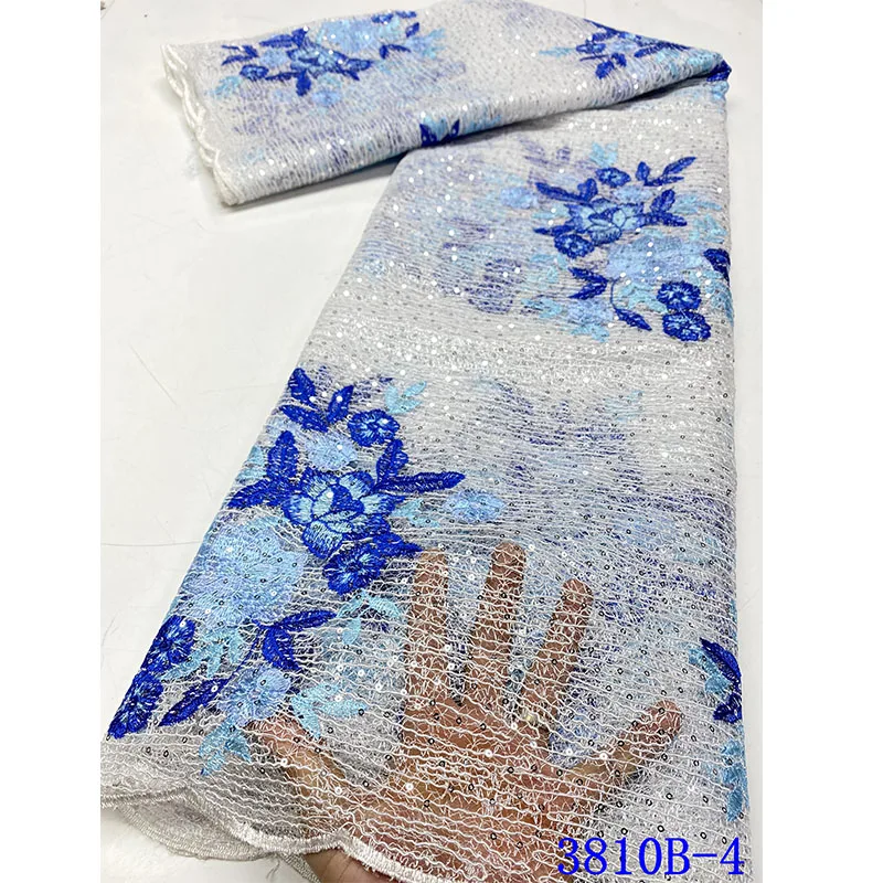 

2020 High Quality Nigerian Lace With Sequins African Lace Fabric French Mesh Net Lace Fabric For Women Dress For Party