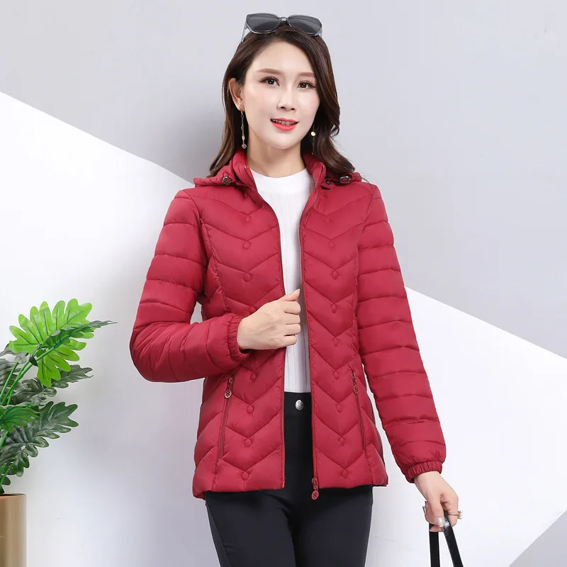 XL-6XL Women's Cotton-padded Clothes To Keep Warm 2022 New Temperament Solid Color Slim Down Cotton Ladies Jacket