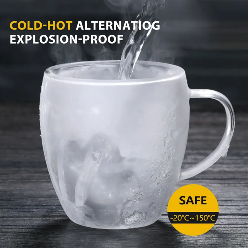 Прозрачная стеклянная кофейная чашка для молока виски чая пива двойная