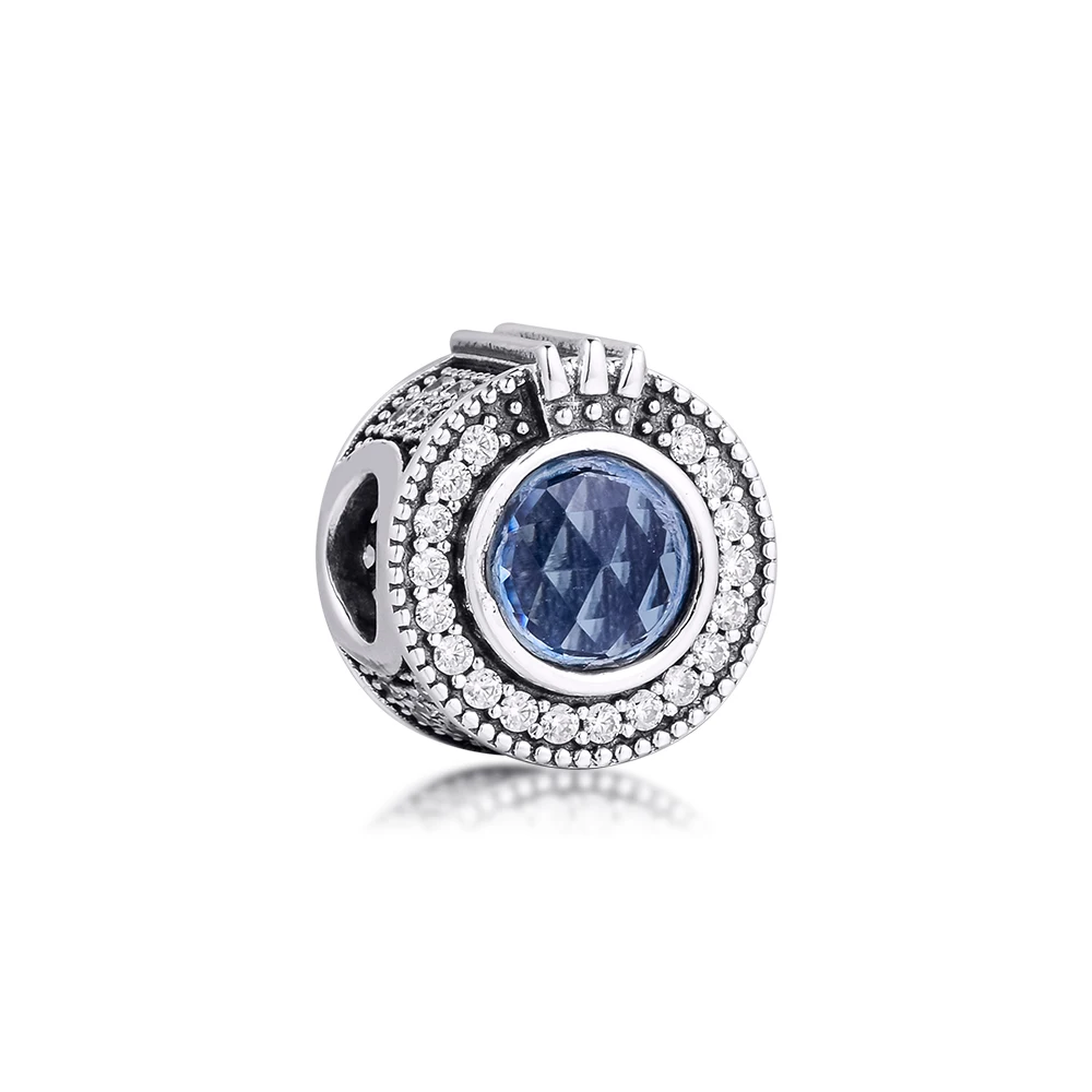 

Sparkling Blue Crown O Charms Original 925 Sterling Silver Jewelry Fits Pandora Bracelet Beads for Women DIY Making Gift Kralen