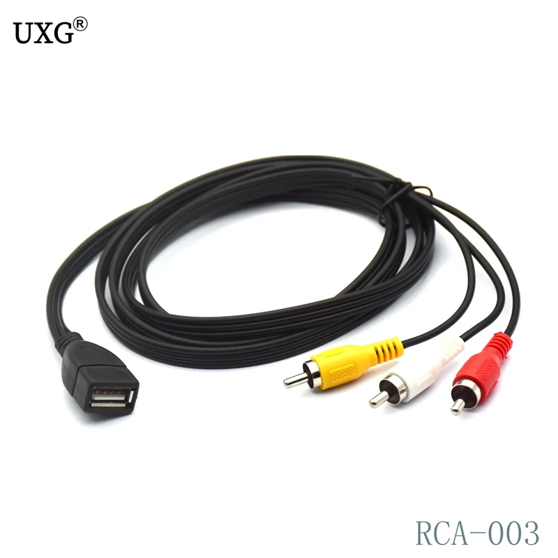 1 5 м USB A Female to 3 RCA Phono AV кабель Ведущий ПК ТВ Aux аудио видео адаптер 150 см