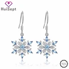 HuiSept модные серебряные 925 Висячие серьги ювелирные изделия в форме снежинки сапфировые циркониевые Серьги с драгоценными камнями для женщин оптовая продажа