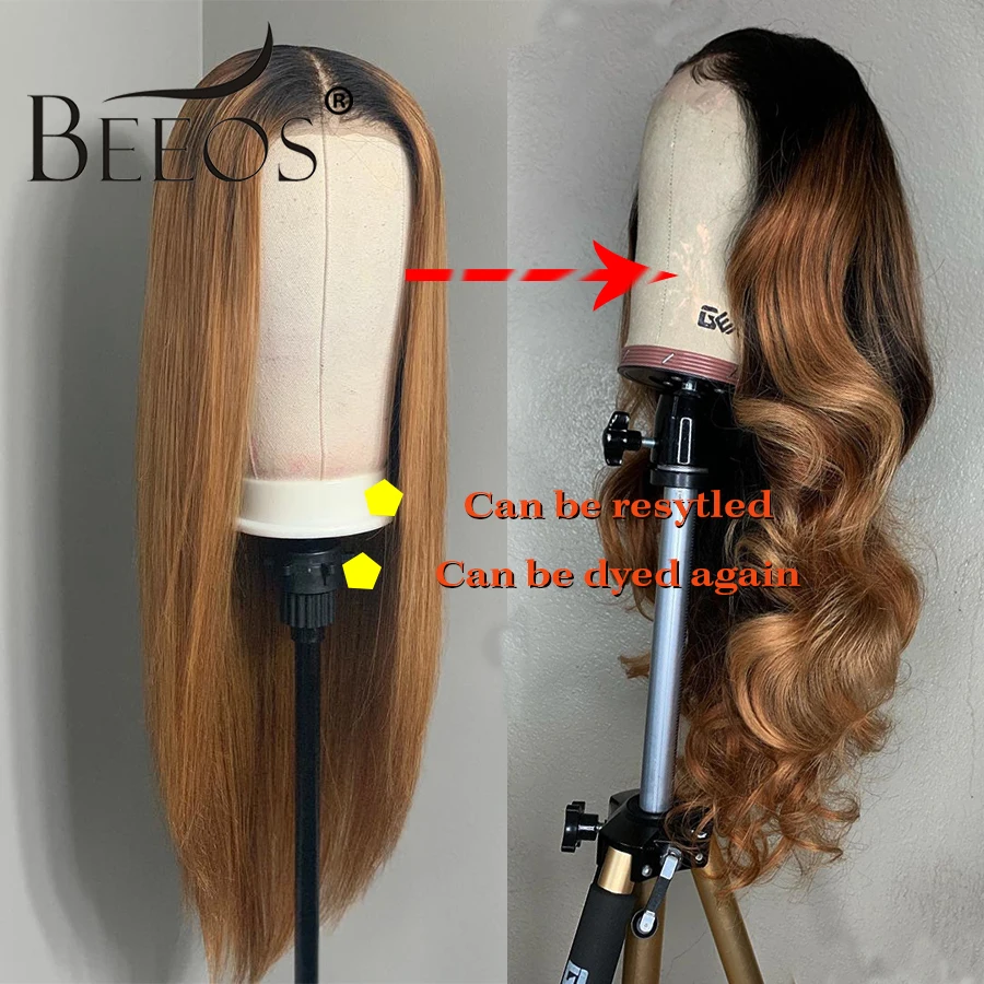Beeos TIB/27 цветов поддельные головы крышка 13*6 кружева передние человеческие волосы парик глубокая Часть бразильские Remy парики высокое соотношение Омбре мед блонд