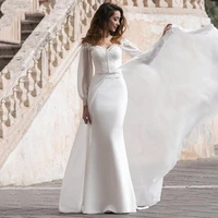 moonlightshadow exquisite wedding dresses splicing strapless full sleeves appliques backless bridal gown vestido de novia