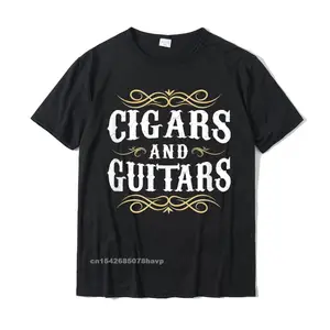 Funny Cigar Guitar T-Shirt Cigar Lover Smoking Gift For Men T Shirt Casual Designer Mens T Shirt Casual Cotton
