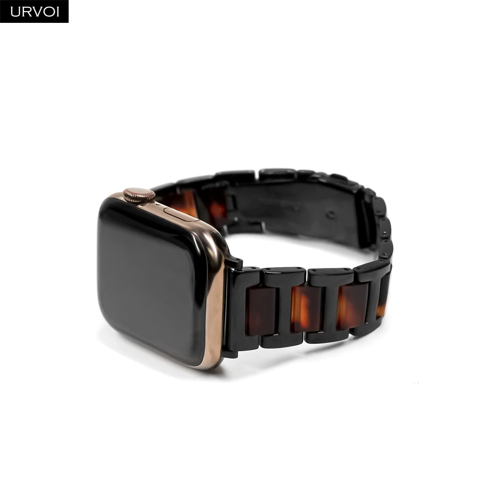 

URVOI link bracelet for Apple Watch series 6 SE 5 4 3 2 1 band for iwatch stainless steel with resin strap luxury durable design