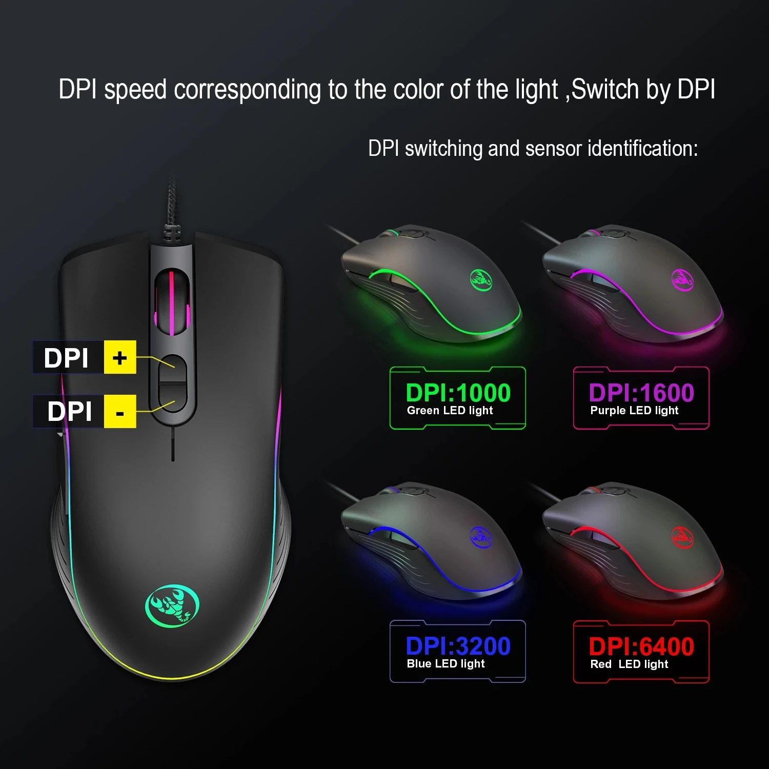 

Gaming Mouse 7 Buttons 6400Dpi Optical USB Wired Desktop Mice RGB Backlit Mice for PC Computer Laptop Gamers Y5LC
