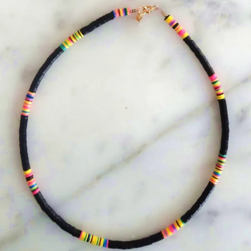 Богемский воротник vsco девушка lucite shell Чокеры Ожерелье bijoux femme переработанный диск Африканский виниловый бисер ожерелье для женщин HEISHI
