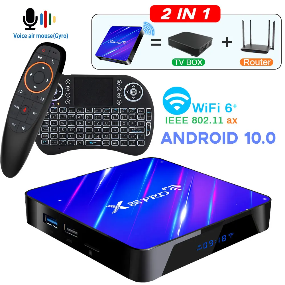 

2020 Fashion Hot Android 10 tv box Apply router's function to TV box 2.4Gand5.8G Wifi 4k 3D Bluetooth Fast Set top Box