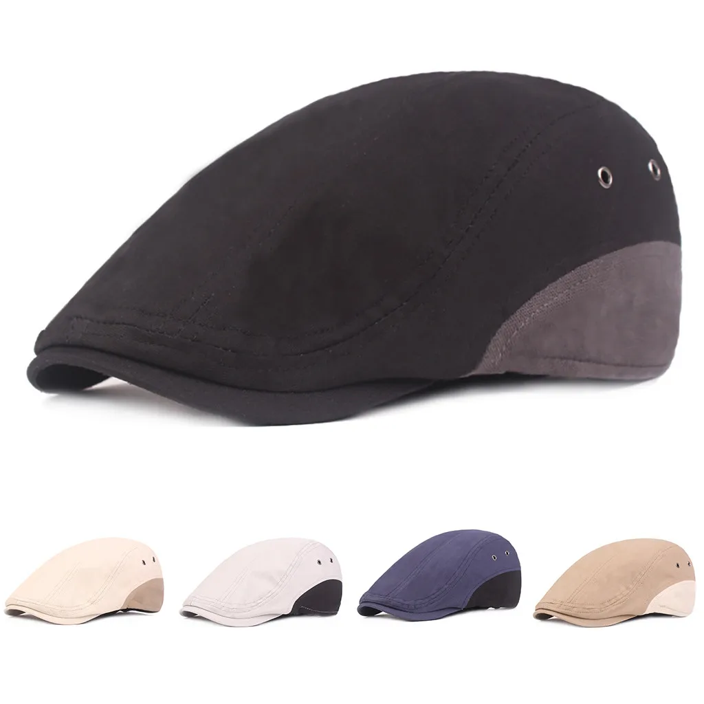 Модные крутые осенние мужские береты Beanies хлопковый в британском стиле берет для новорожденного мягкий цветной лоскутный плоский берет шапки