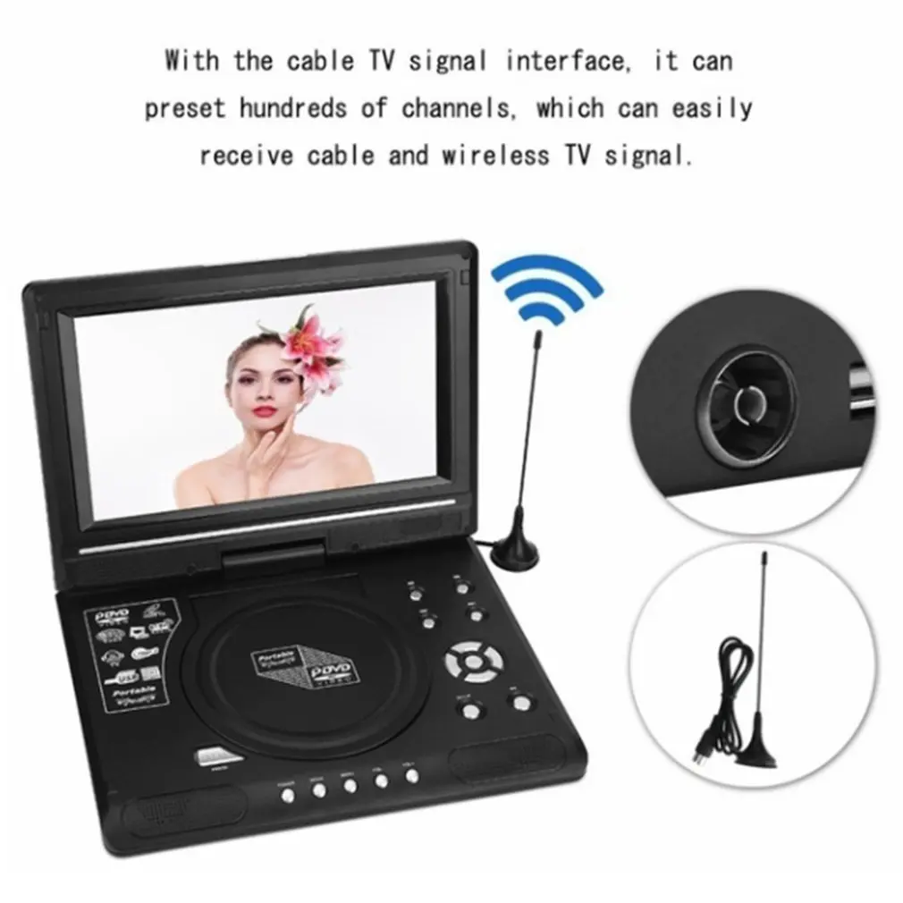 

9.8 Inch Portable Mobile DVD With Mini Television Built In Battery Intelligent Power-off Memory Function Mini Television