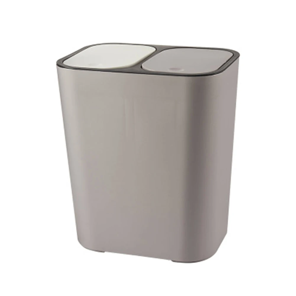 Trash Can Rectangle Plastic Push-button Dual Compartment 12liter Recycling Waste Bin Garbage Can Waste Bins images - 6