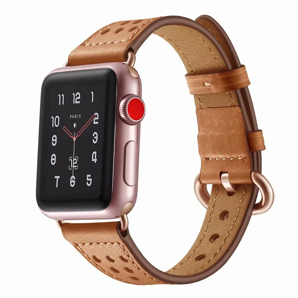 Ремешок кожаный для Apple watch 38 мм 42 40 44 сменный спортивный браслет женских часов iwatch
