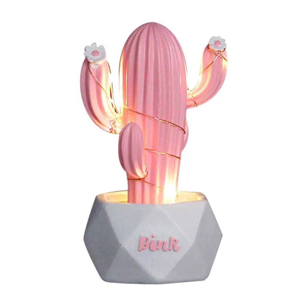Pink B Ins, кактус, светодиодный, настольная лампа, мечта, звезда, лампа, маленький Ночной светильник, украшение для спальни, детский подарок - Испускаемый цвет: Pink B