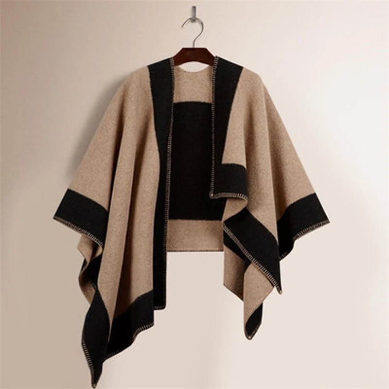 Высококачественная шерстяная накидка в клетку на осень и зиму смешанное