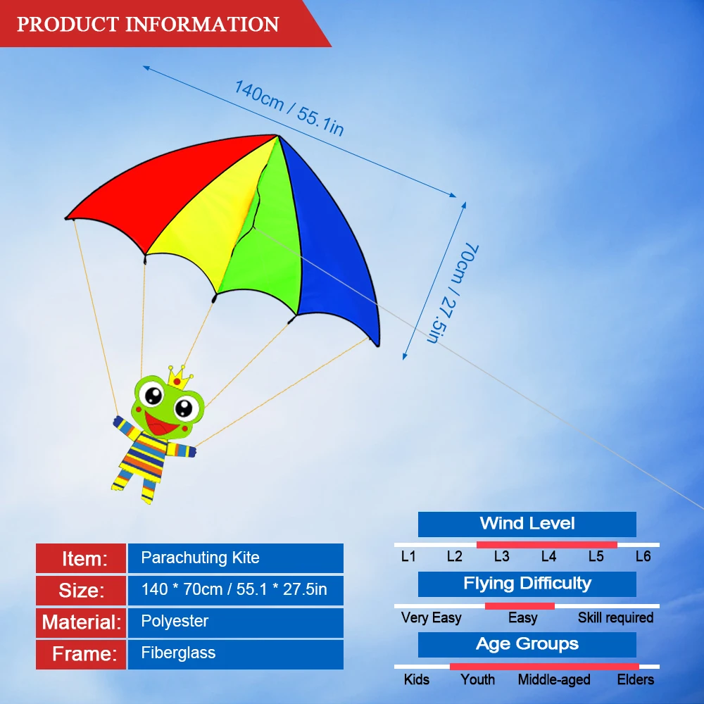 Цветной воздушный змей с парашютом из мультфильма для спорта на открытом воздухе