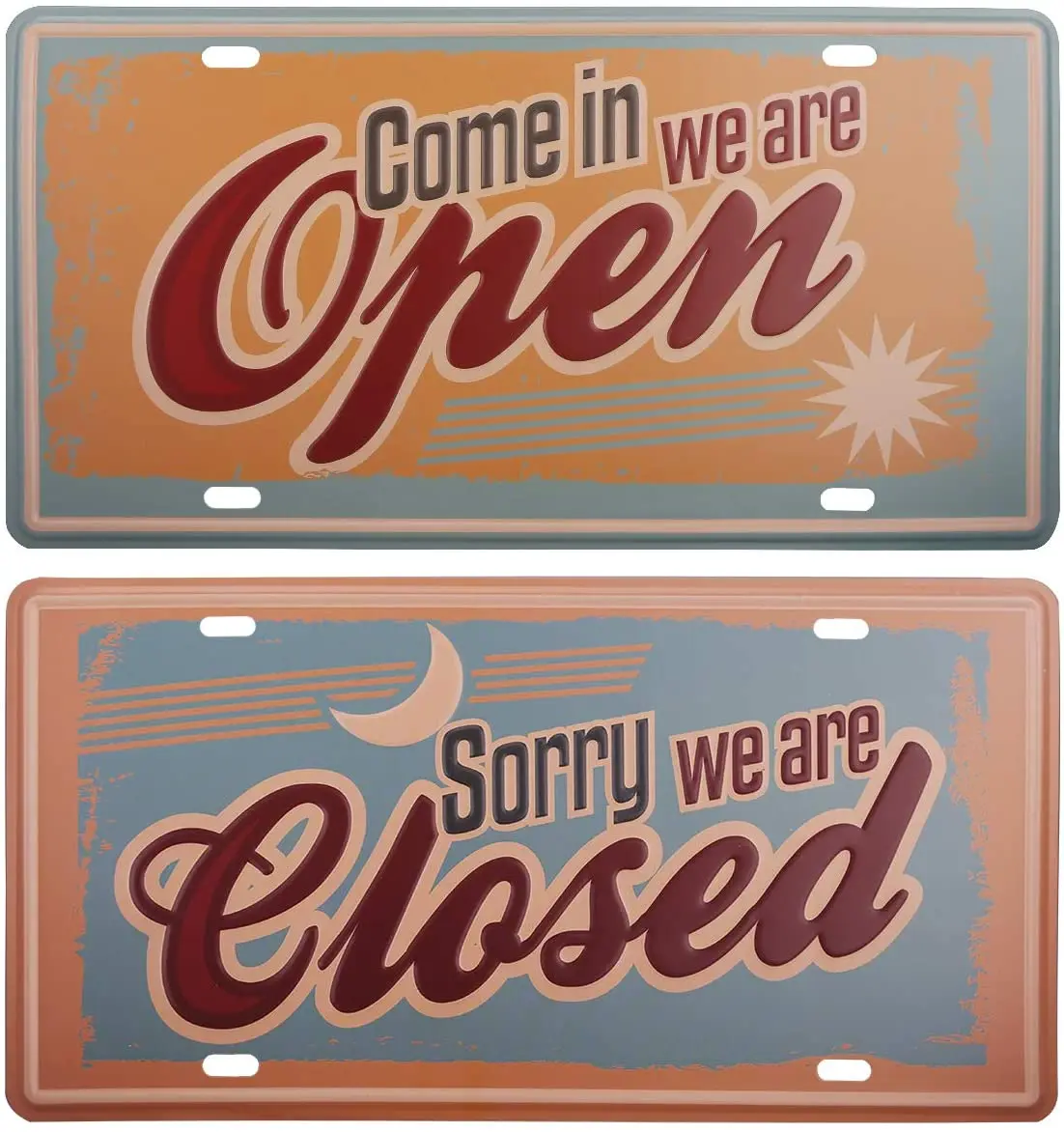 

HANTAJANSS Open Closed License Plate Metal Sign 2 Pack, Retro Vintage Tin Signs for Car Plate Cover, Garage, Pub, Restaurant