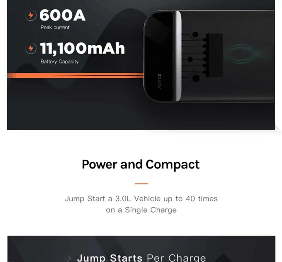 70mai автомобильное пусковое устройство power Bank 600A портативное автомобильное зарядное устройство 12В пусковое устройство бензиновый дизельный автомобильный стартер
