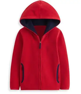 hooded red Г. Осенняя детская одежда однотонный тонкий флисовый кардиган на молнии с длинными рукавами, куртки для мальчиков и девочек, детская верхняя одежда, пальто - Цвет: hooded red