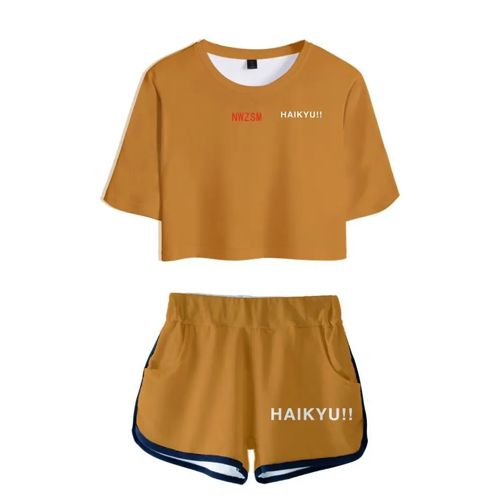 Японский Аниме Haikyuu Karasuno High School 3D принт женский спортивный костюм комплект из