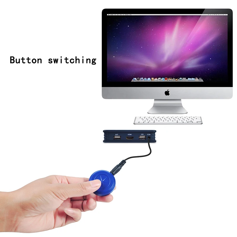 2 порта USB HDMI KVM переключатель с кабелем для двух мониторов клавиатура мышь