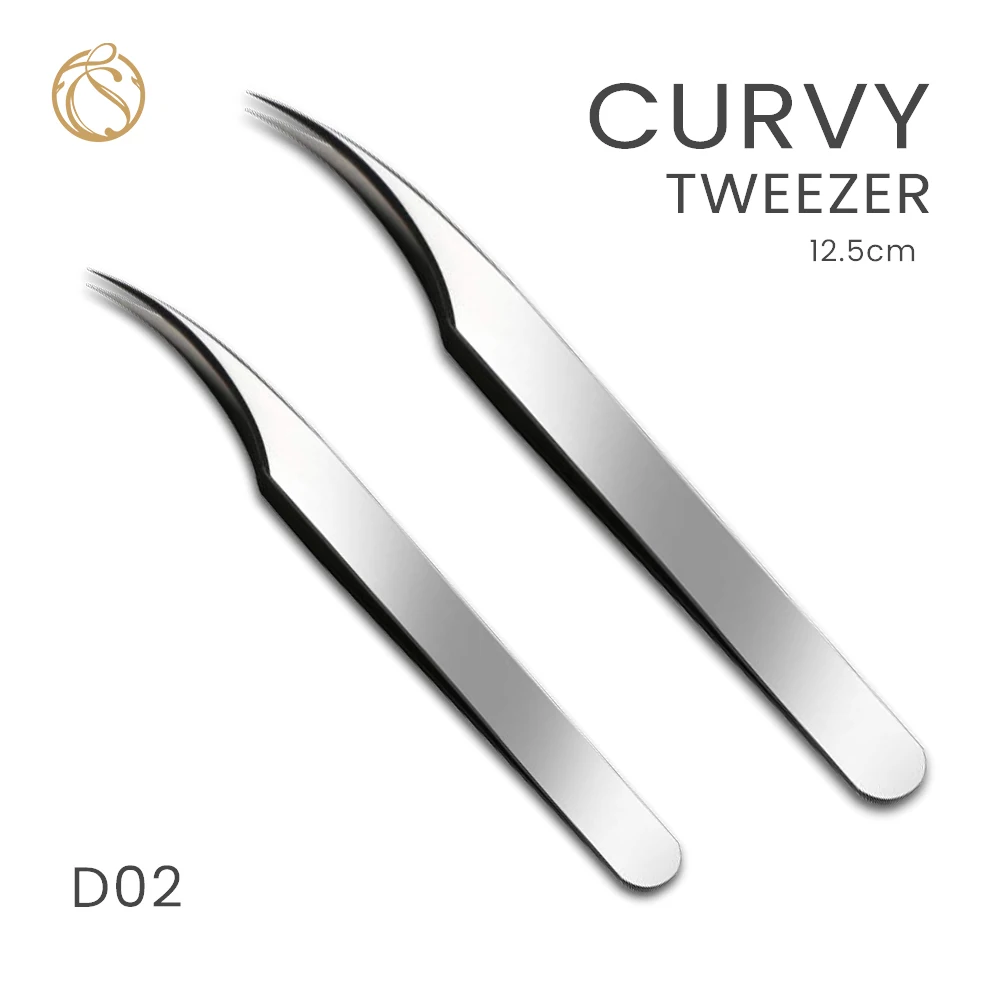 Профессиональный пинцет для ресниц из нержавеющей стали с изогнутым прямым