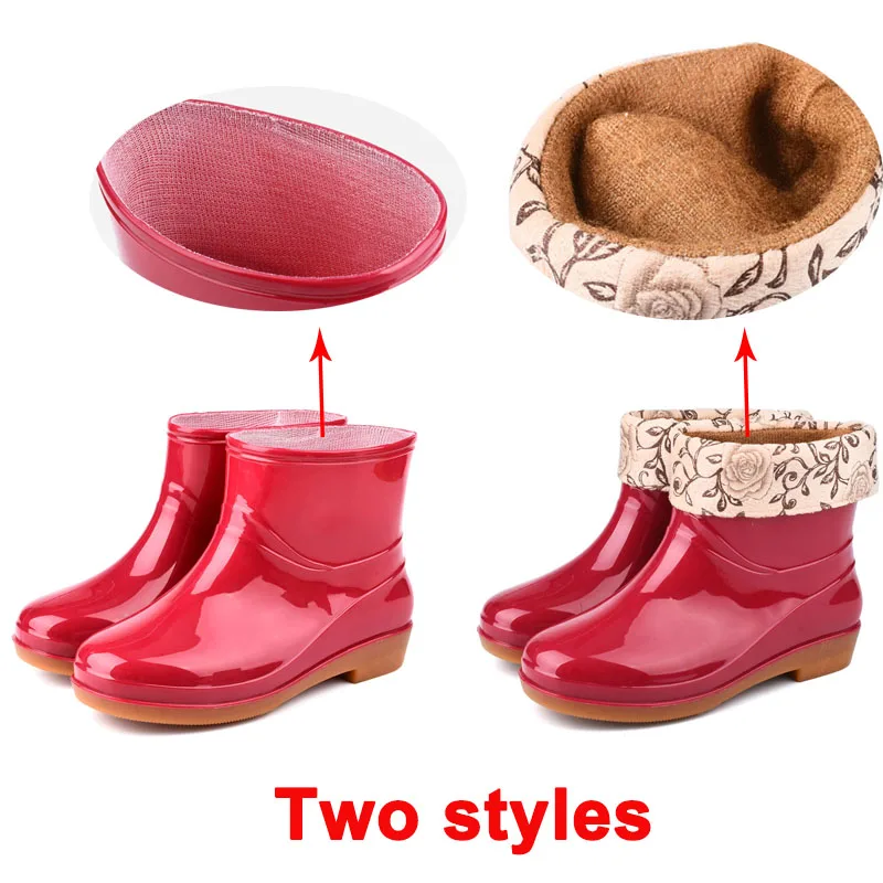 Женские нескользящие резиновые сапоги модные износостойкие водонепроницаемые