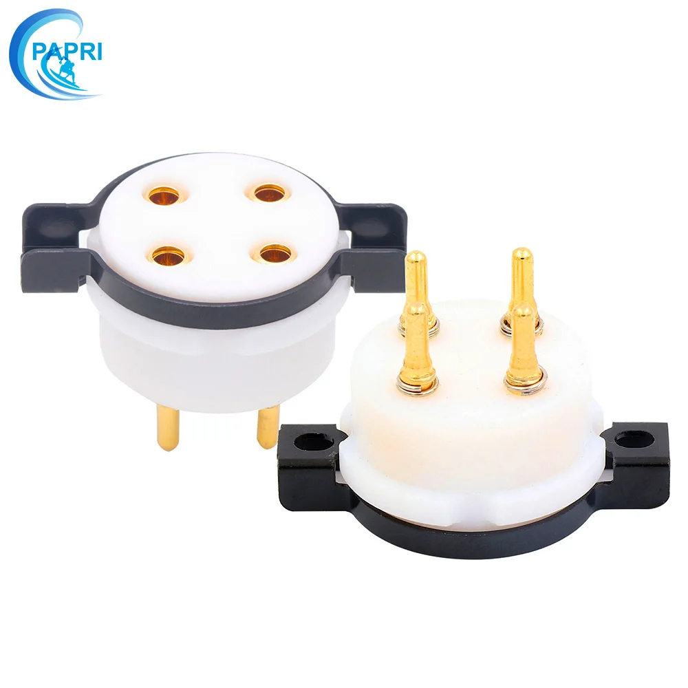 

PAPRI 4Pin PTFE позолоченный бериллиевый медный штырьковый трубчатый разъем HIFI DIY для аудио усилителя West Electric WE101D 205D 216