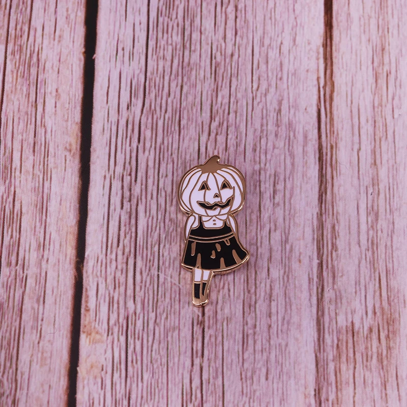 Жуткая девушка с головой тыквы жесткие эмалированные булавки мультяшный значок
