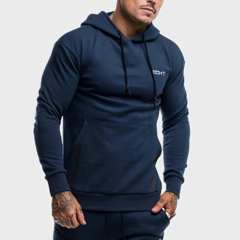 Повседневные мужские толстовки с капюшоном хлопковый свитшот для тренажерных