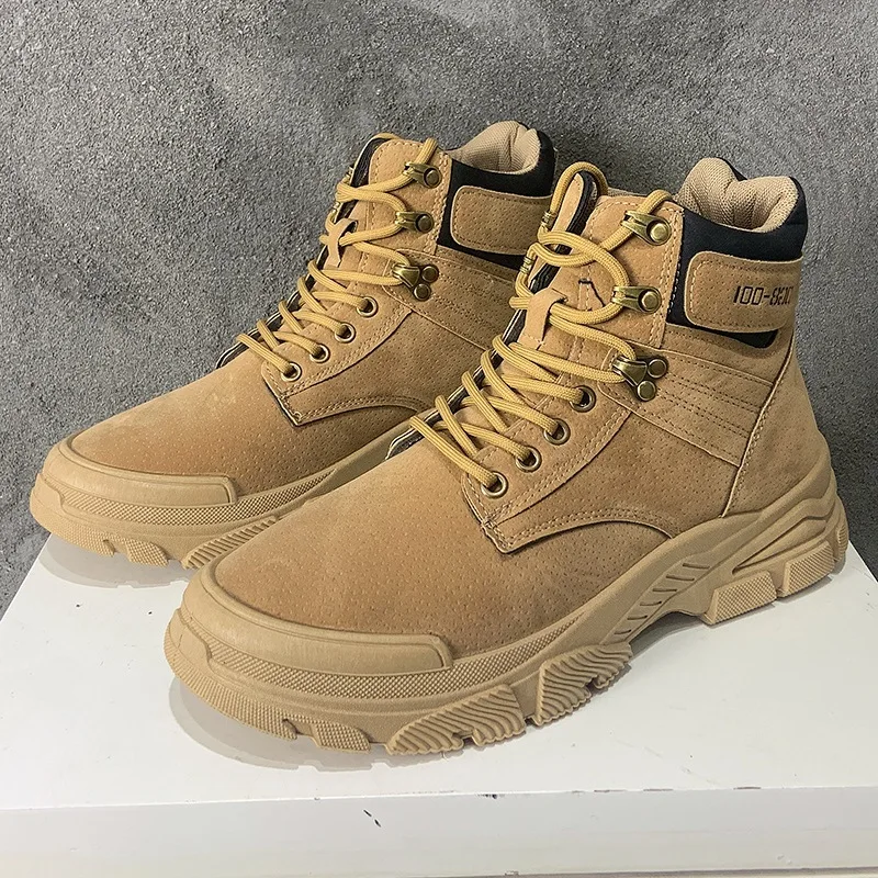 

fashion autumn winter Martin boots flat platform casual boots for men retro khaki ankle Round Toe lace up shoes