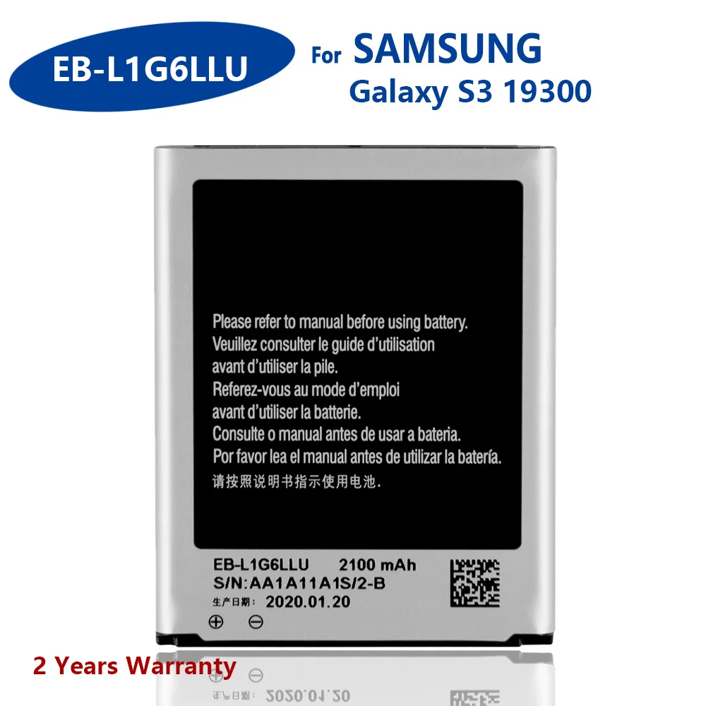 

100% Genuine EB-L1G6LLU For Samsung Galaxy S3 i9300 i9305 i747 i535 L710 T999 2100mAh Mobile Phone New High Quality Batteries