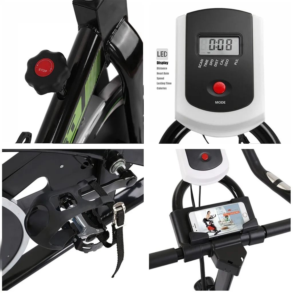 

Folding Exercise Cycling Bike,Ultra-Quiet Stationary Fitness Upright Spinning Bicycle w/ Tablet Stand & Comfortable Cushion Sea