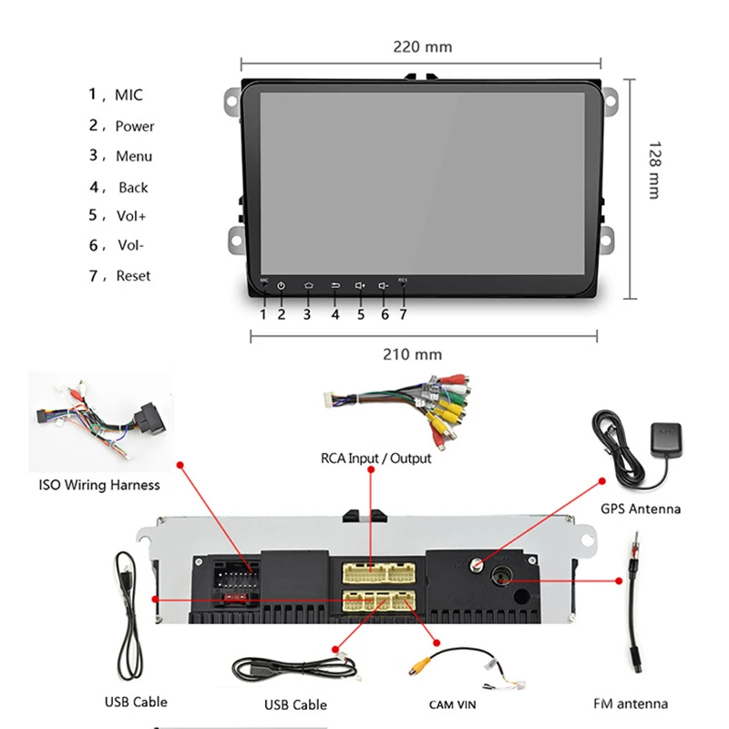 2 Din MP5 Автомобильный плеер Android 9 1 автомобильное радио Bluetooth ''GPS WIFI FM MP4 Музыка