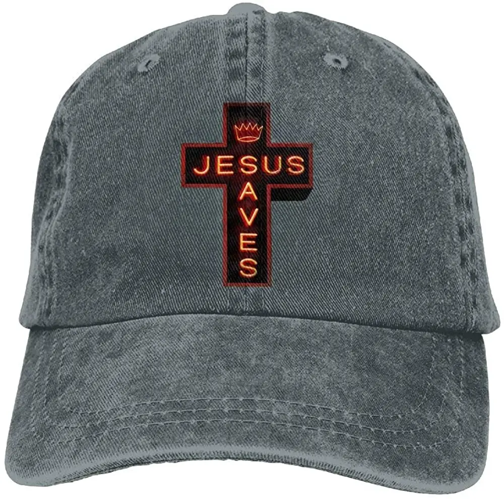 

Jesus Saves American Flag Unisex Adjustable Cotton Denim Hat Washed Retro Gym Hat FS&DMhcap Cap Hat Black