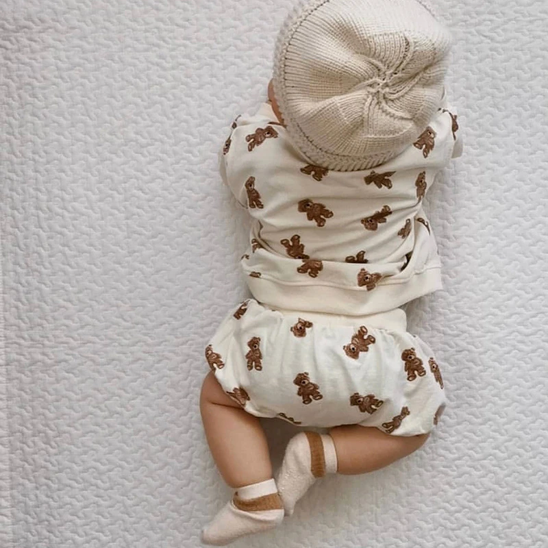 

Toddler Baby Girl Clothes Set Spring Lovely Cartoon Bear Sweatshirt + Trousers 2Pcs Tracksuit for Boy Cotton Children's Clothing