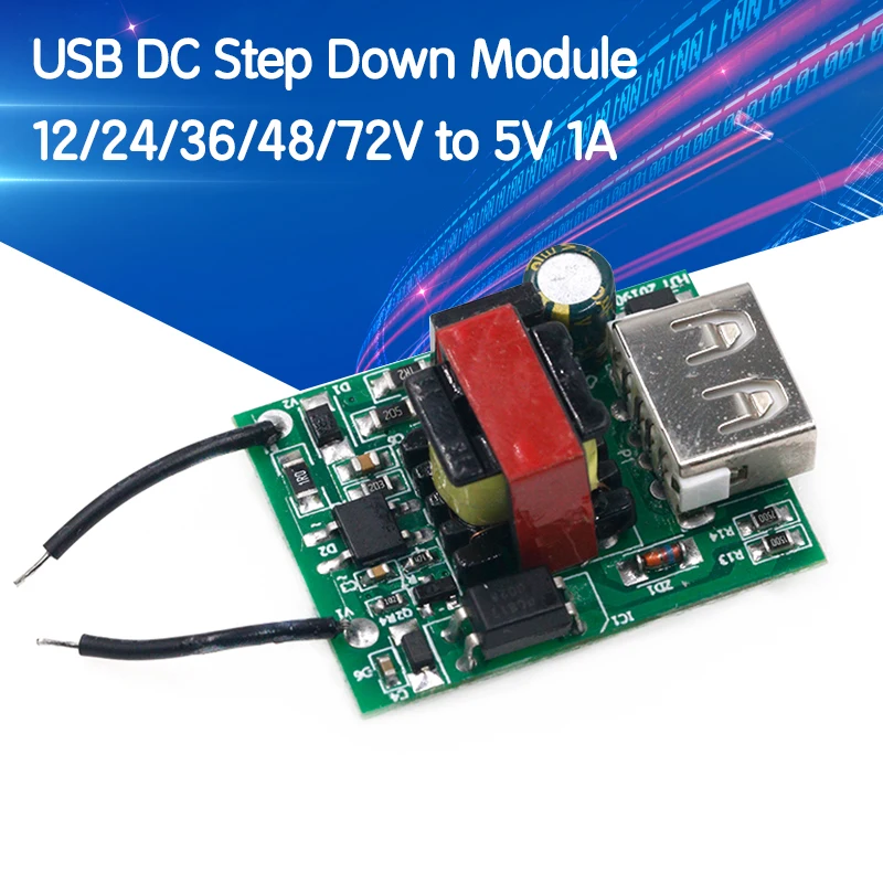 

USB DC Step Down Module Isolated Power Supply Buck Converter Stabilizer 12V 24V 36V 48V 72V to 5V 1A